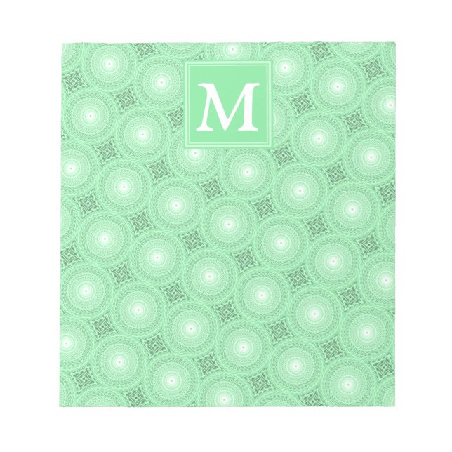 Bloc-note Monogramme vert ressort cercles motif (Devant)