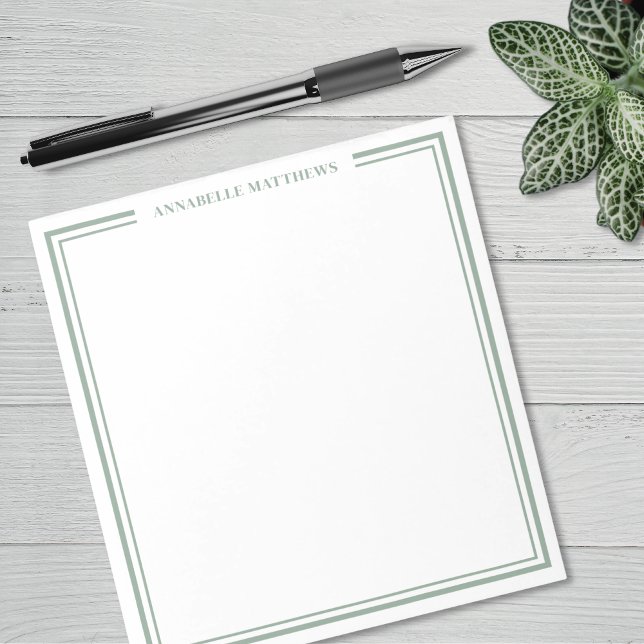 Bloc-note Monogramme Vert Sauge (Sage Green Monogram Notepad )