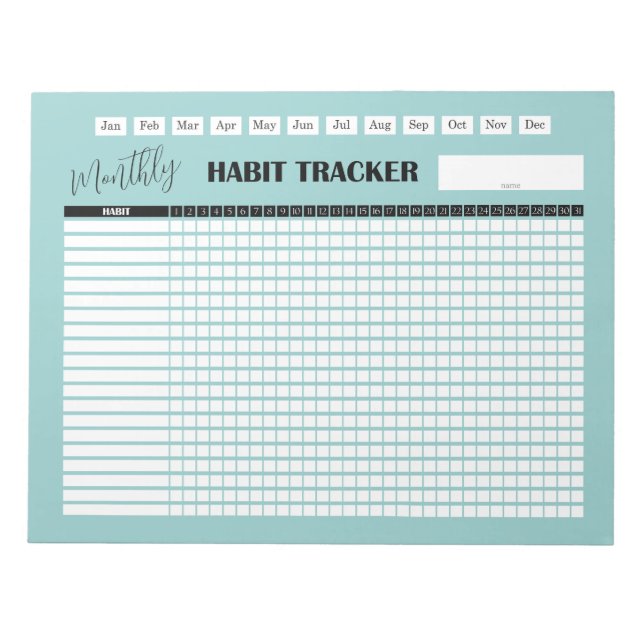 Bloc-note Monthly Habit Tracker  (Devant)