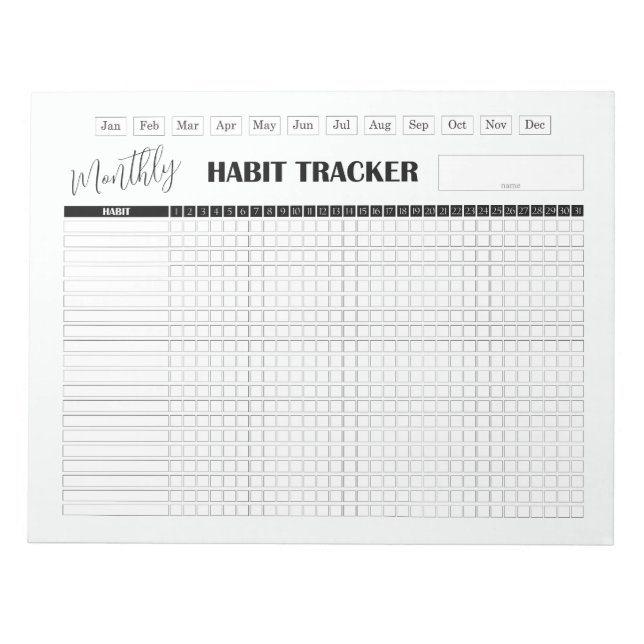 Bloc-note Monthly Habit Tracker White (Devant)