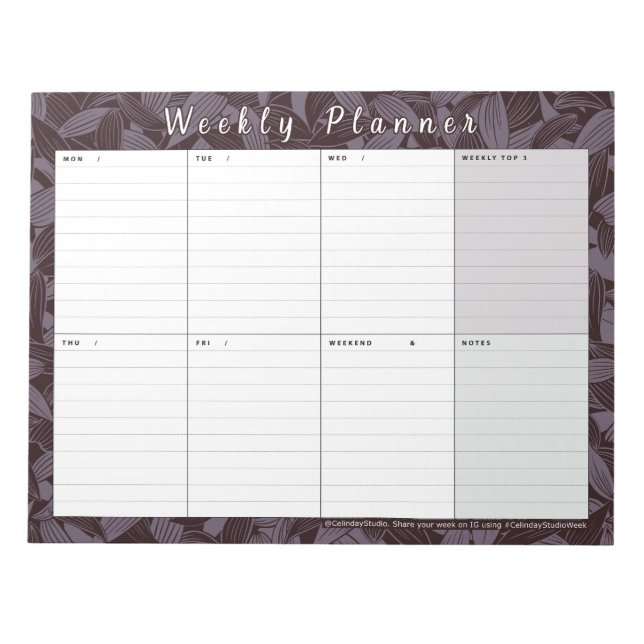 Bloc-note Moody Botanical Weekly Planner | La semaine en un  (Devant)