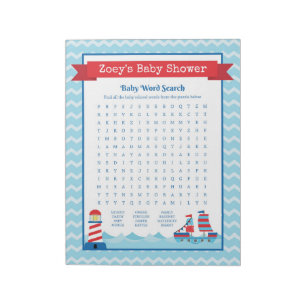 Bloc-note Mot de bébé Recherche Thème nautique Baby shower J