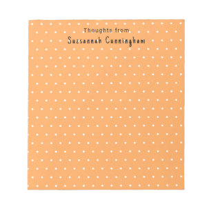 Bloc-note Motif à pois blancs sur orange pastel personnalisé