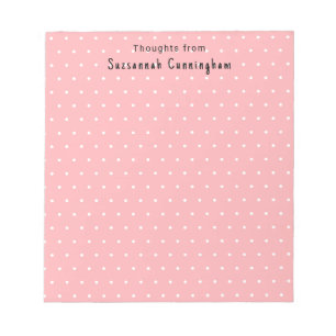 Bloc-note Motif à pois blancs sur rose pastel personnalisé