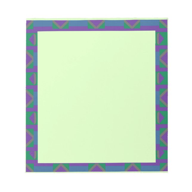 Bloc-note Motif Abstrait pourpre et vert avec diamants (Devant)