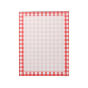 Bloc-note Motif blanc rouge de contrôle de guingan