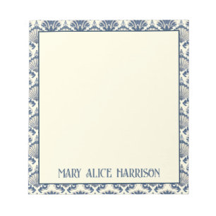 Bloc-note Motif coquillage bleu marine et crème
