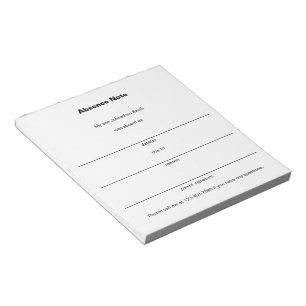Bloc-note Motif d'absence de l'enfant de l'école avec le nom