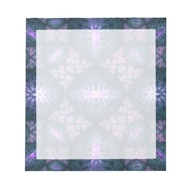 Bloc-note motif d'art fractal 3D Turquoise violet rose (Devant)