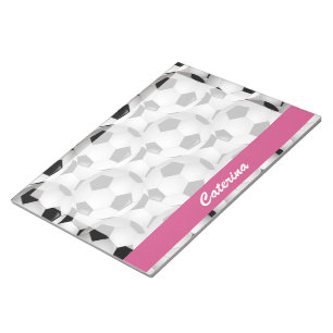 Bloc-note Motif de balle de football personnalisé rose
