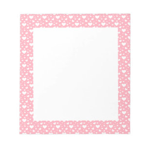 Bloc-note Motif de cœur blanc sur fond rose - Saint-Valentin