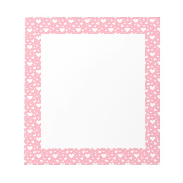 Bloc-note Motif de coeur blanc sur rose - Saint Valentin (Devant)