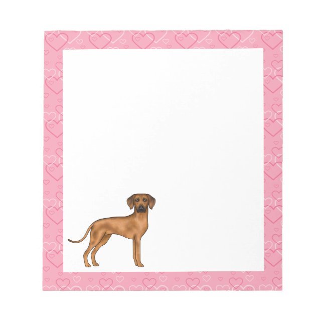 Bloc-note Motif de cœur d'amour de chien Rhodesian Ridgeback (Devant)