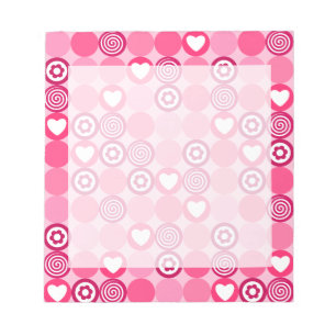 Bloc-note Motif de coeurs roses et de points de fleurs pour 