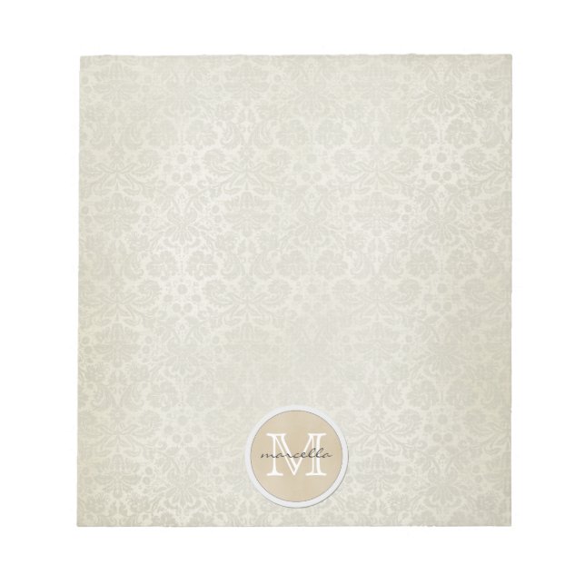 Bloc-note Motif de Damas blanc doux (Devant)