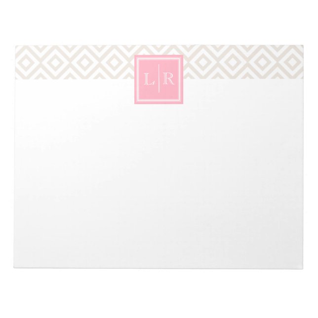 Bloc-note Motif de diamants de lin et monogramme (Devant)