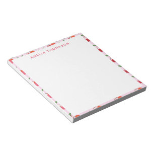 Bloc-note Motif de fruits cerisiers en rose et rouge personn