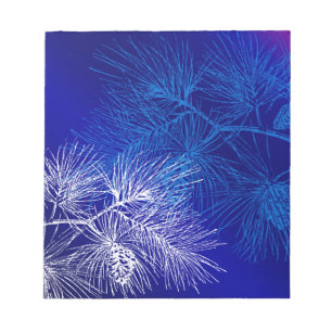 Bloc-note Motif de pin d'hiver blanc bleu