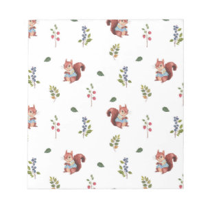 Bloc-note Motif d'écureuil et de baies de forêt