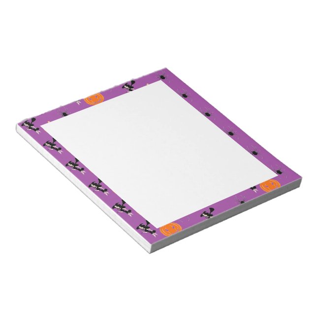Bloc-note Motif d'Halloween sur violet (Incliné)