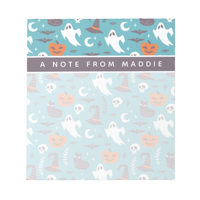 Bloc-note Motif d'Halloween Turquoise amusant (Devant)