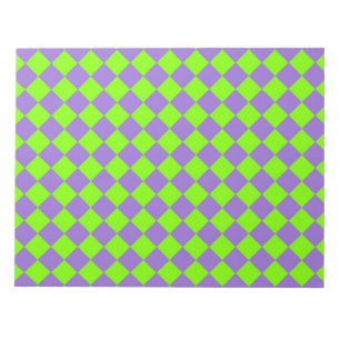 Bloc-note Motif diamant à carreaux vert et violet