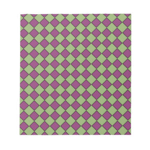 Bloc-note Motif diamant à carreaux violet vert