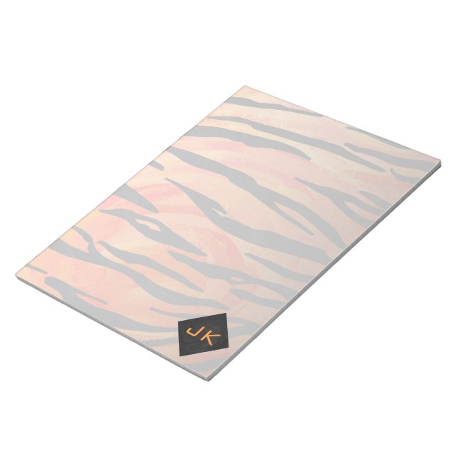 Bloc-note Motif d'impression monogramme Tiger chaud orange e (Incliné)