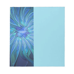 Bloc-note Motif fantaisie de fleur bleue, art fractal abstra