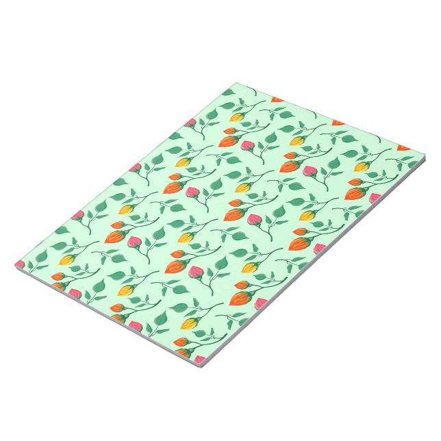 Bloc-note Motif floral avec fleurs roses colorées (Incliné)
