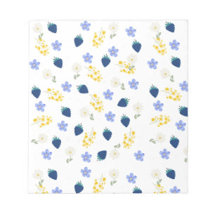 Bloc-note Motif floral de fleurs sauvages et de mûres
