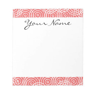 Bloc-note Motif géométrique de cercles en ikat rose corail M