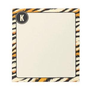 Bloc-note Motif Monogramme Rayures de Tigre Noir Orange