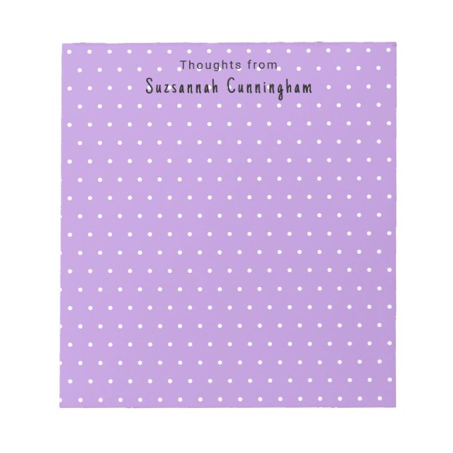 Bloc-note Motif Pois Blanc Sur Pastel Purple Personnalisé (Devant)