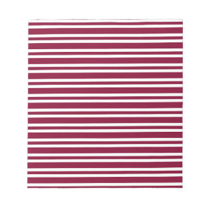Bloc-note Motif sans fin à rayures blanches et burgundy