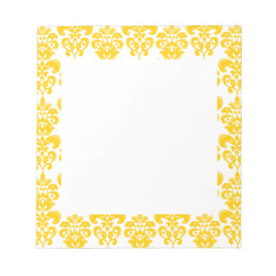 Bloc-note Motif vintage jaune et blanc 2 de damassé