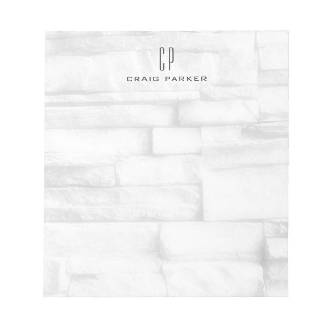 Bloc-note Mur Moderne Monogramme Professionnel Simple Uni (Devant)