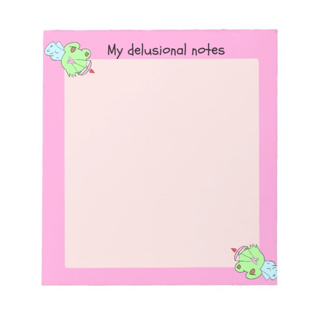 Bloc-note My delusional notes pink frog valentine notepad (Devant)
