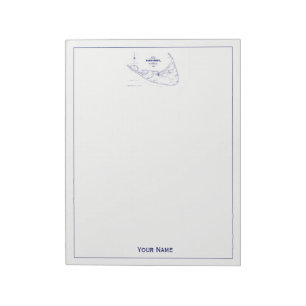 Bloc-note Nantucket Island MA Carte Vintage Marine Blue