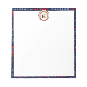 Bloc-note Navy Blue Monogram Nom Cadeaux Enfants garçons bas
