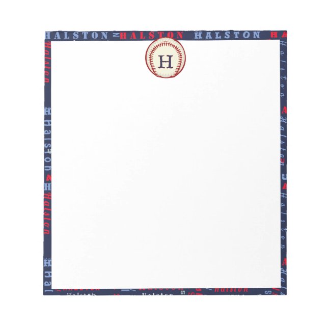 Bloc-note Navy Blue Monogram Nom Cadeaux Enfants garçons bas (Devant)