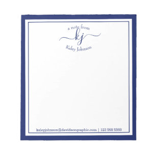 Bloc-note Navy Personalized Name   From The Desk Of Notepad