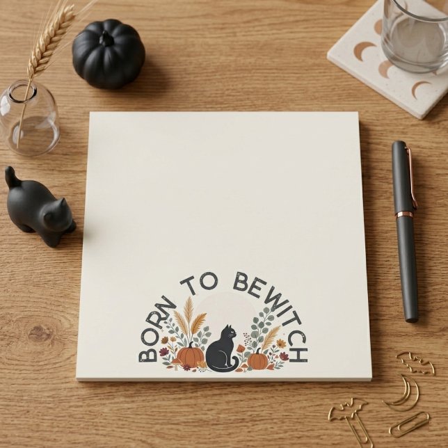 Bloc-note Née pour ensorceler Chat Noir Citrouilles Hallowee (Born to Bewitch Black Cat Halloween Pumpkins Fall Notepad)