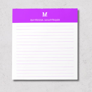 Bloc-note Néon Violet Chic Nom Personnalisé Ligné