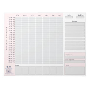 Bloc-note Nettoyage de la maison Planificateur hebdomadaire