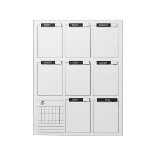 Bloc-note Nettoyer et réduire au minimum le nombre hebdomad