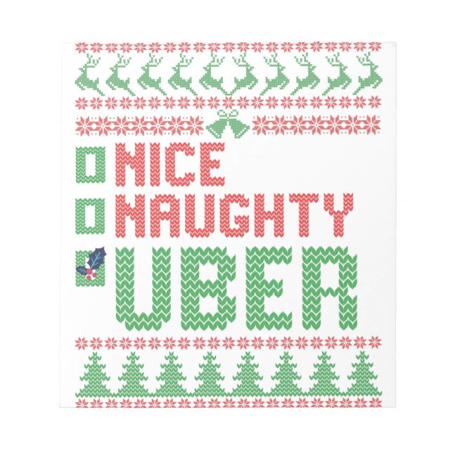 Bloc-note Nice Naughty Uber Funny Christmas Matching Cadeau (Devant)