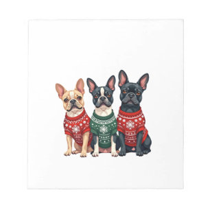 Bloc-note Noël Bouledogues français Xmas Frenchie Chien Homm