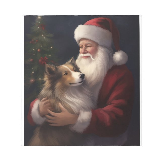 Bloc-note Noël festif de Shetland Sheepdog Père Noël (Devant)