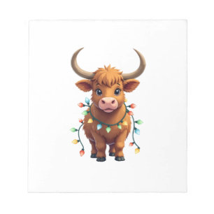 Bloc-note Noël Vintage Vache des Highlands Mignon Design Rét